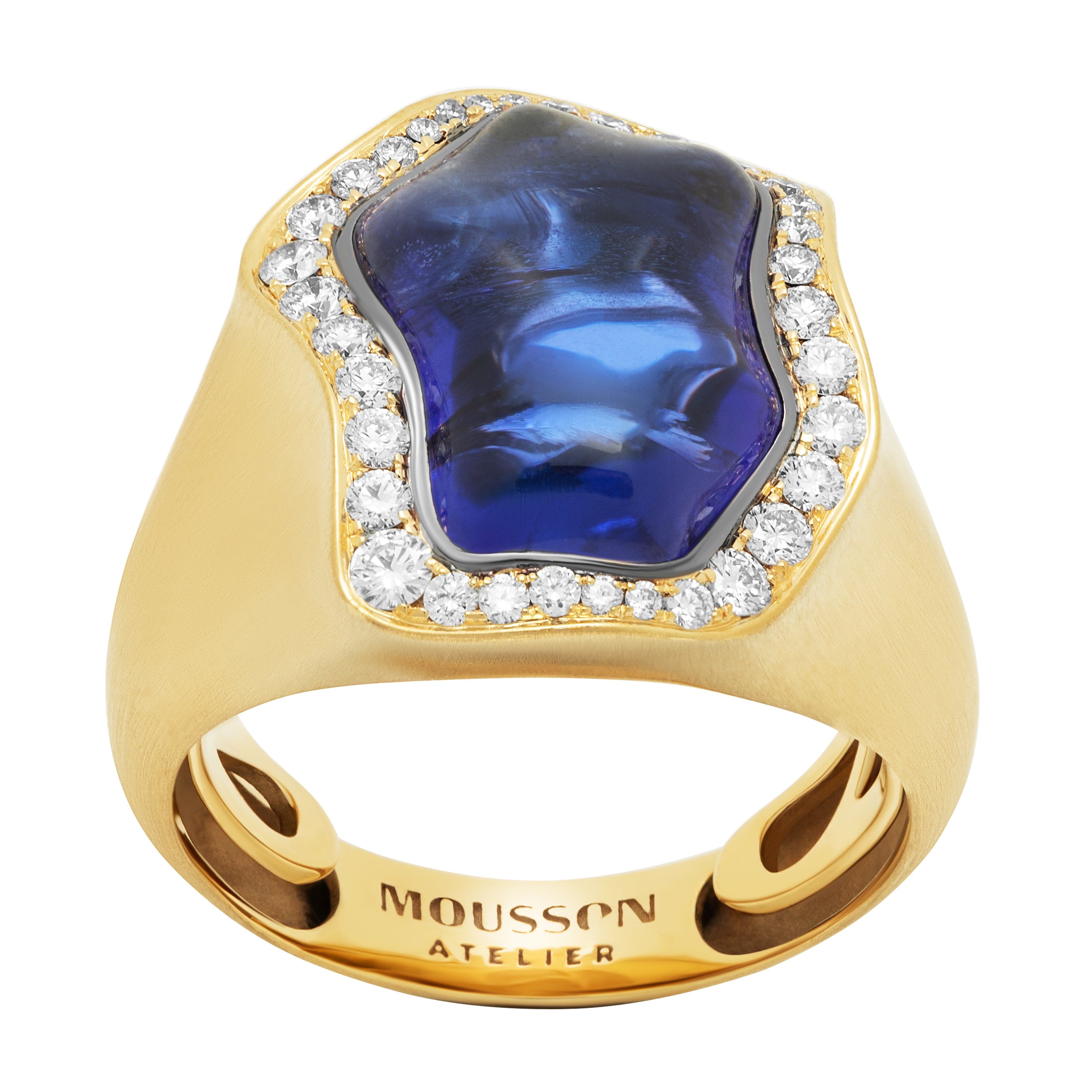 R 0030-22/1 18K Yellow Gold, Tanzanite, Diamonds Ring