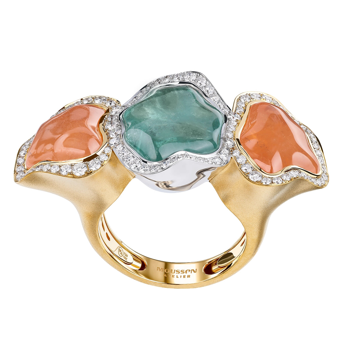 Spessartine, Tourmaline, Diamonds 18K Yellow White Gold Ring, R 0033-38/1