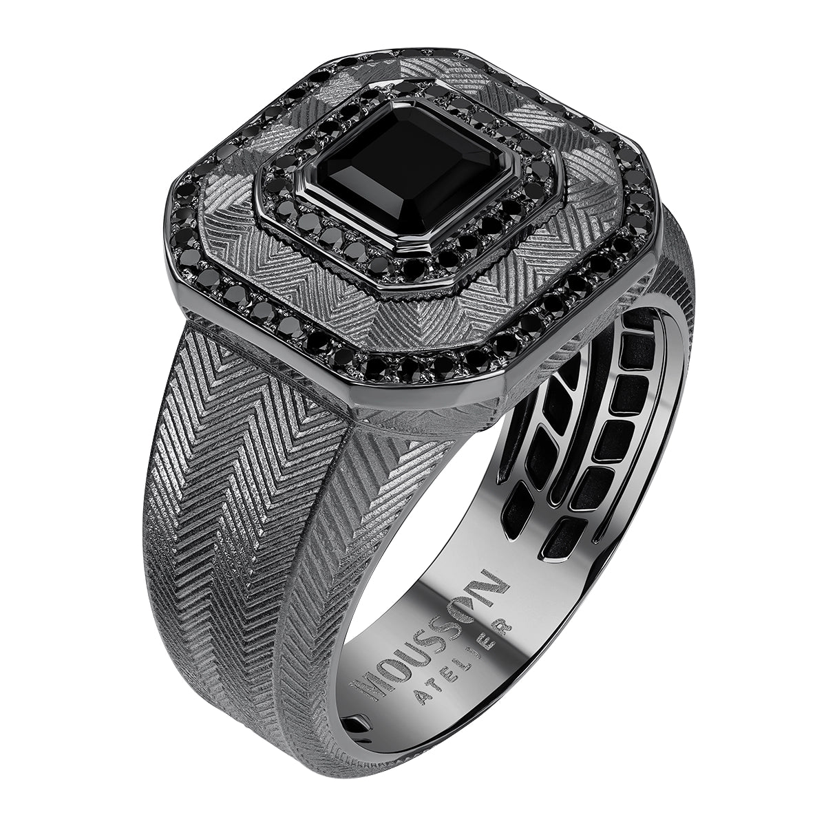 Spinel, Black Diamonds Men's 18K Black Gold, Ring, R 0106-1