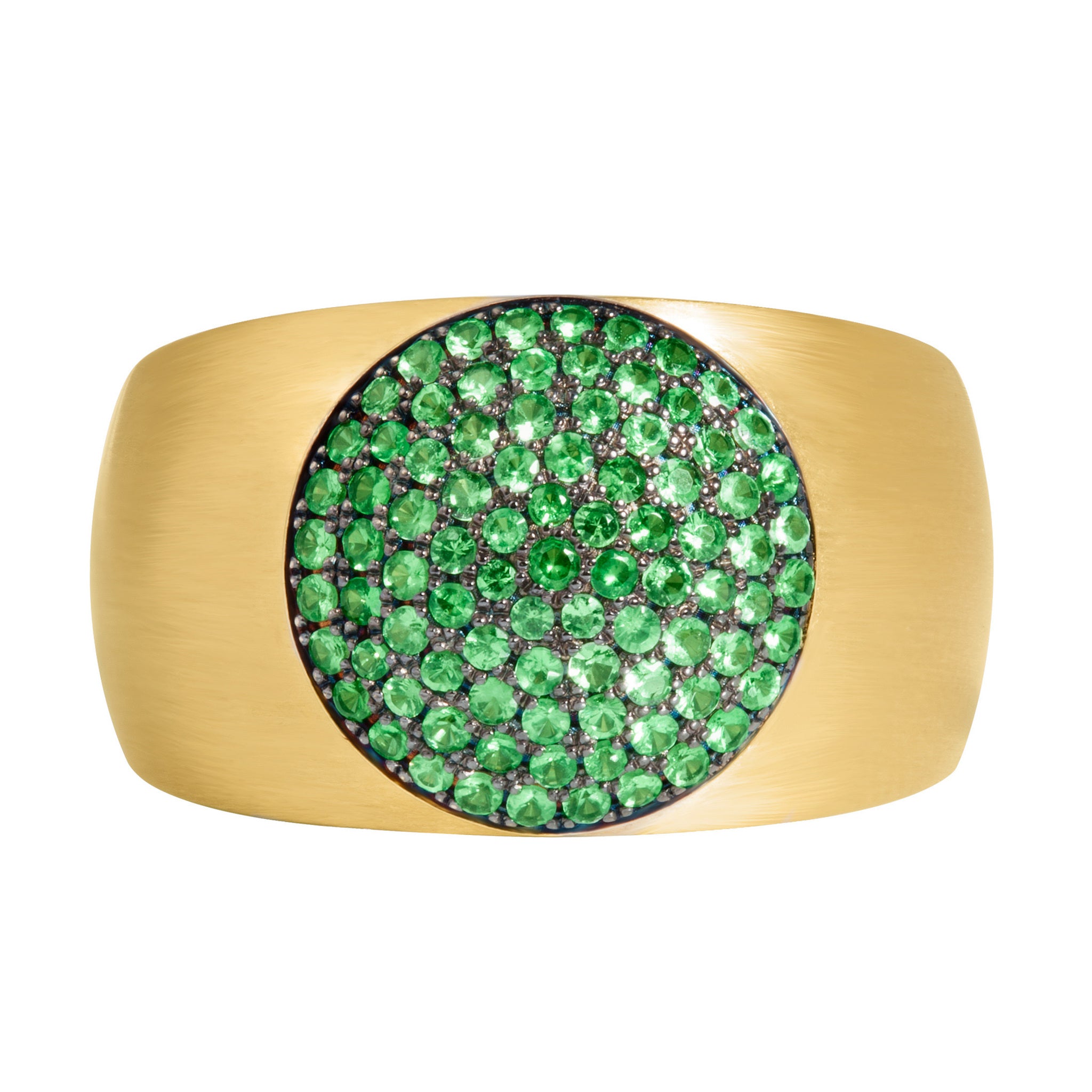 R 0178-72, 18K Yellow Gold, Tsavorite, Enamel Ring