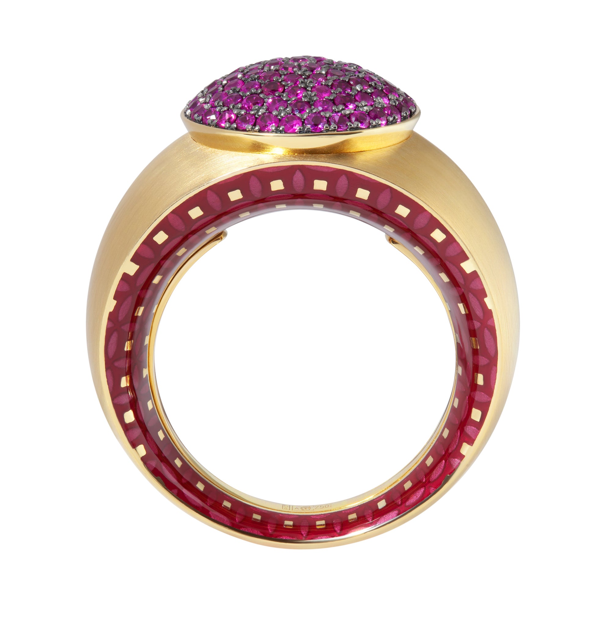 R 0178-72, 18K Yellow Gold, Ruby, Enamel Ring