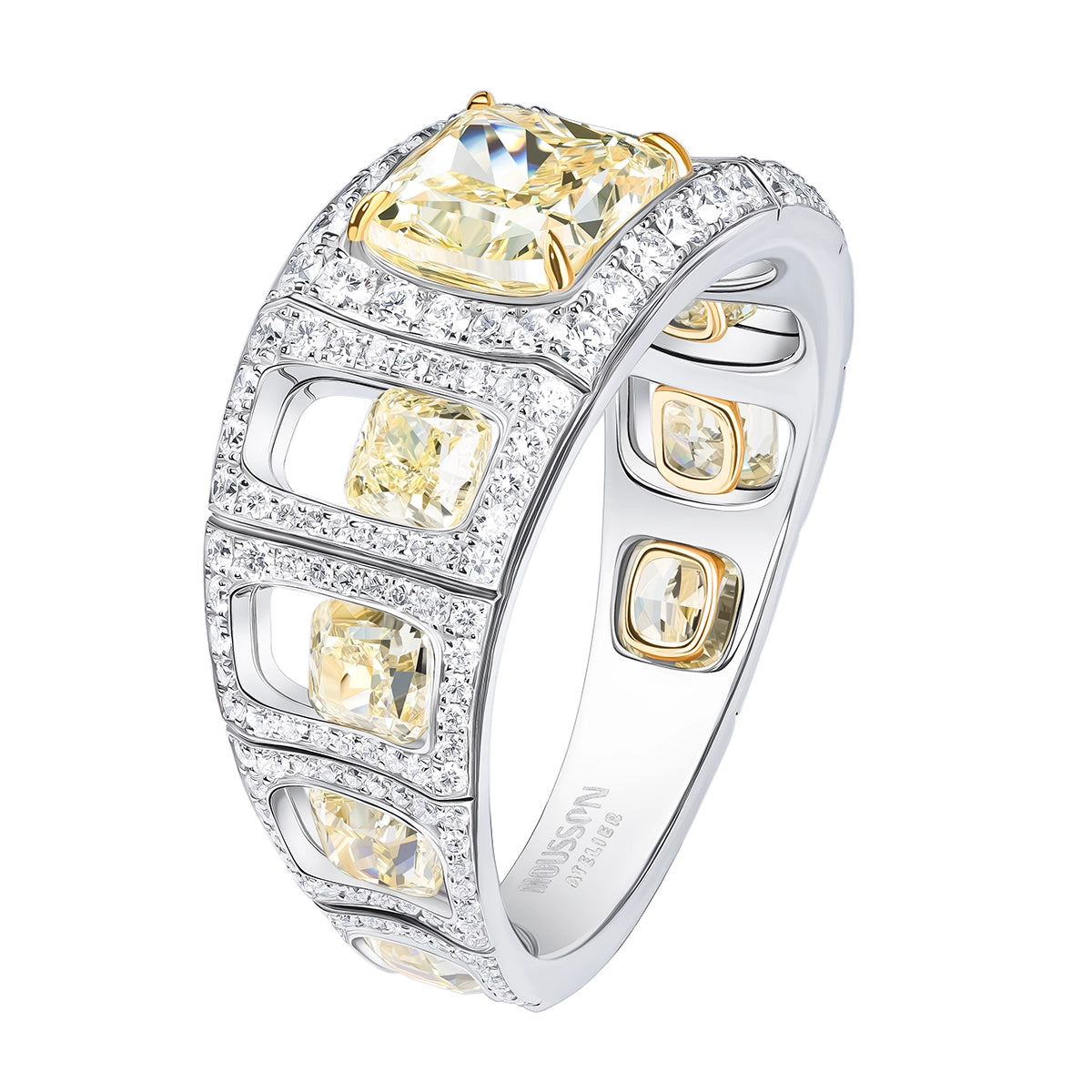 GIA certified Fancy Yellow Diamond, 18K White and Yellow Gold Ring, R 0226-0