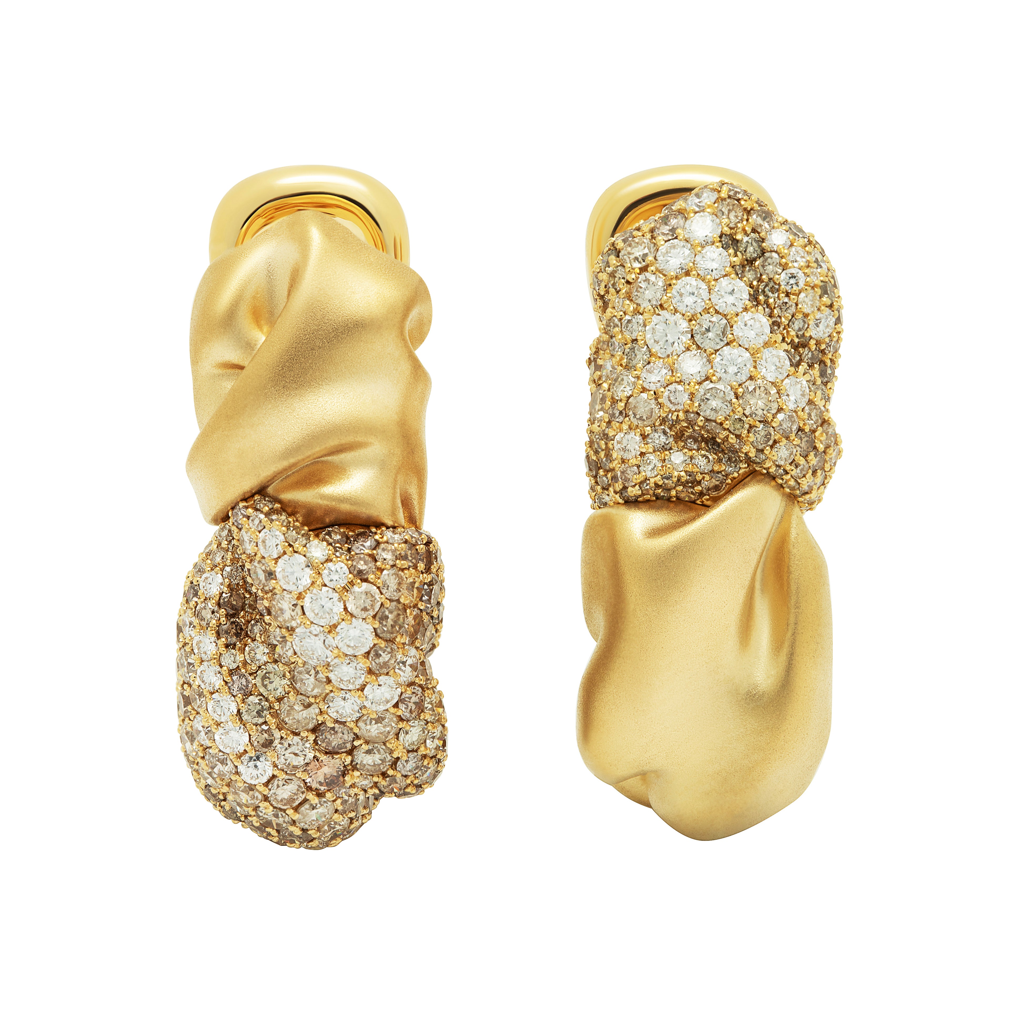 Champagne and White Diamonds 18K Yellow Gold Earrings, E 0132-5