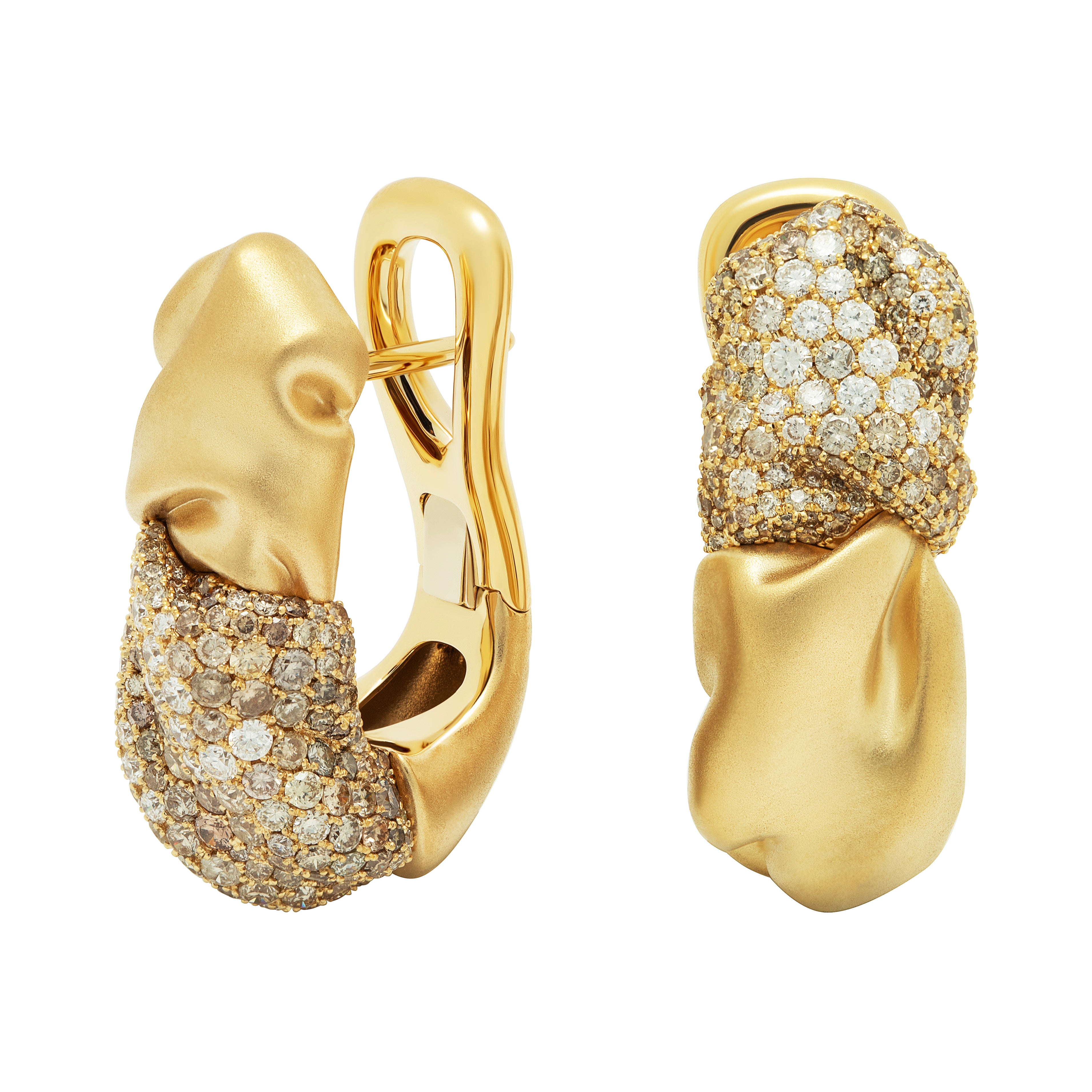 Champagne and White Diamonds 18K Yellow Gold Earrings, E 0132-5