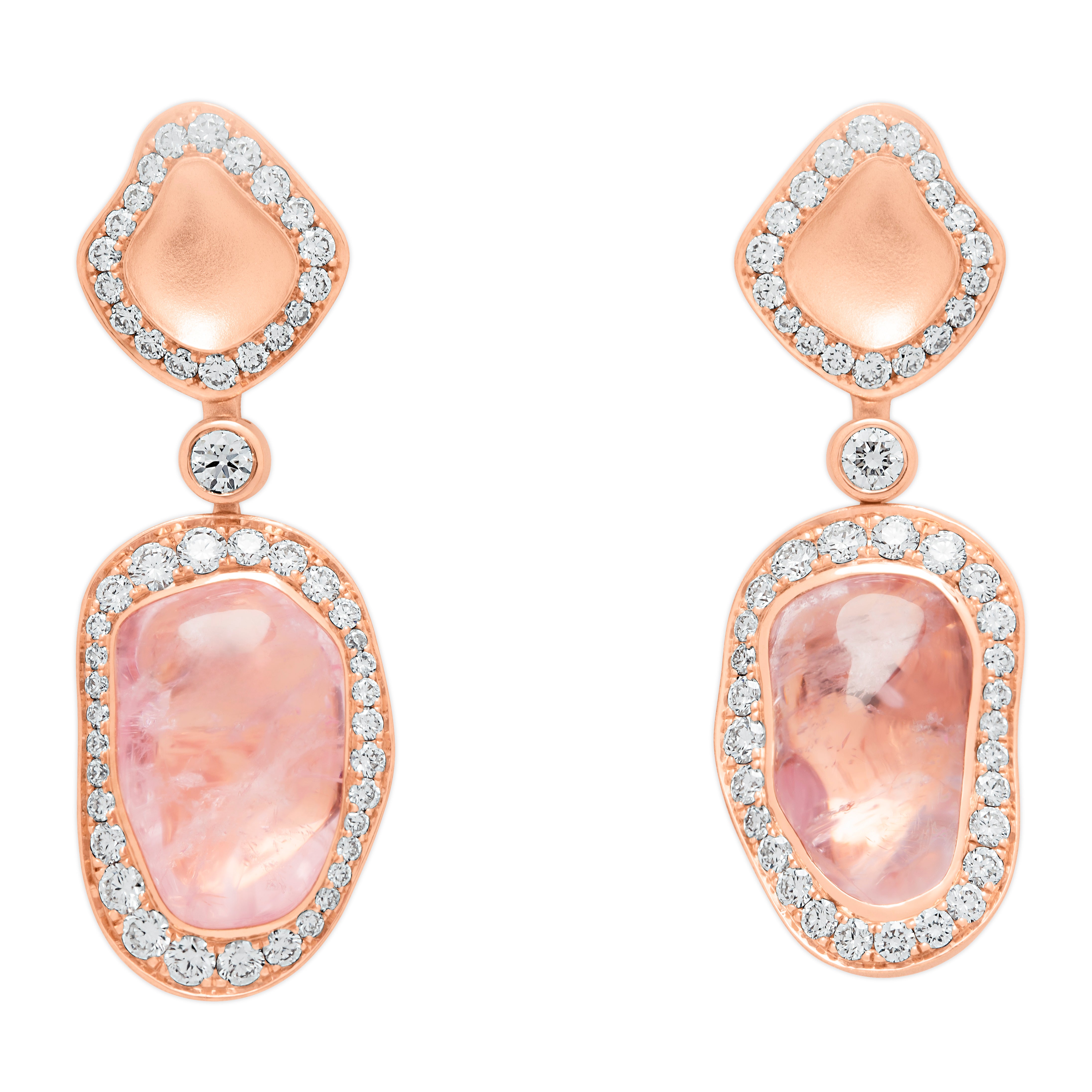 E 0030-36/1 18K Rose Gold, Morganite, Diamonds Earrings