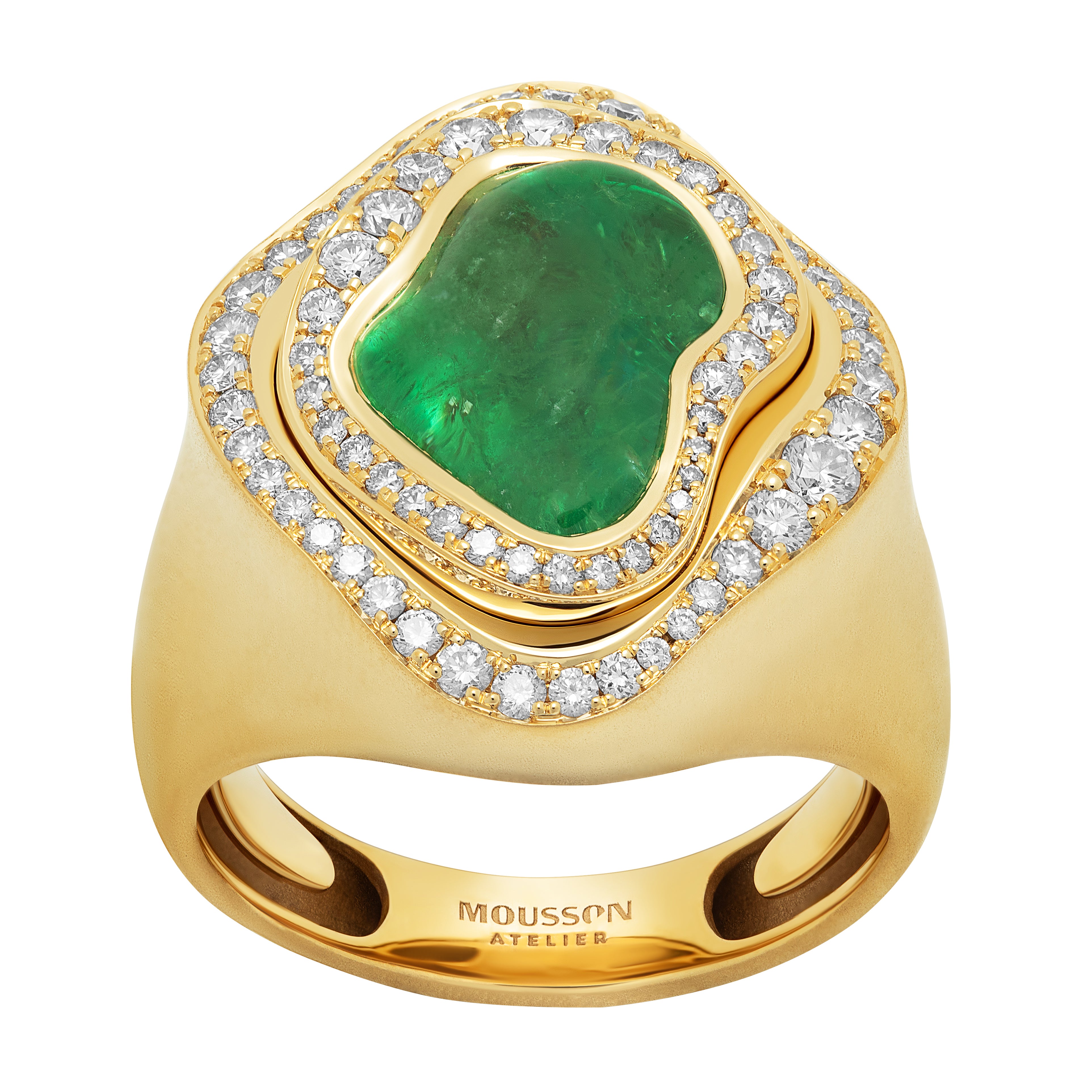 R 0030-86/1 18K Yellow Gold, Tsavorite, Diamonds Ring