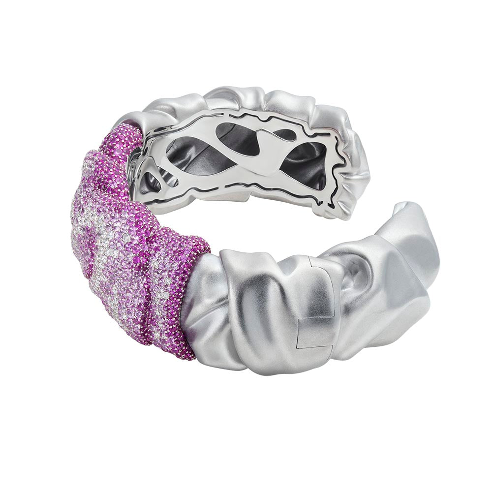 Br 0132-0, 18K White Gold, Pink Sapphires, Diamonds Bracelet