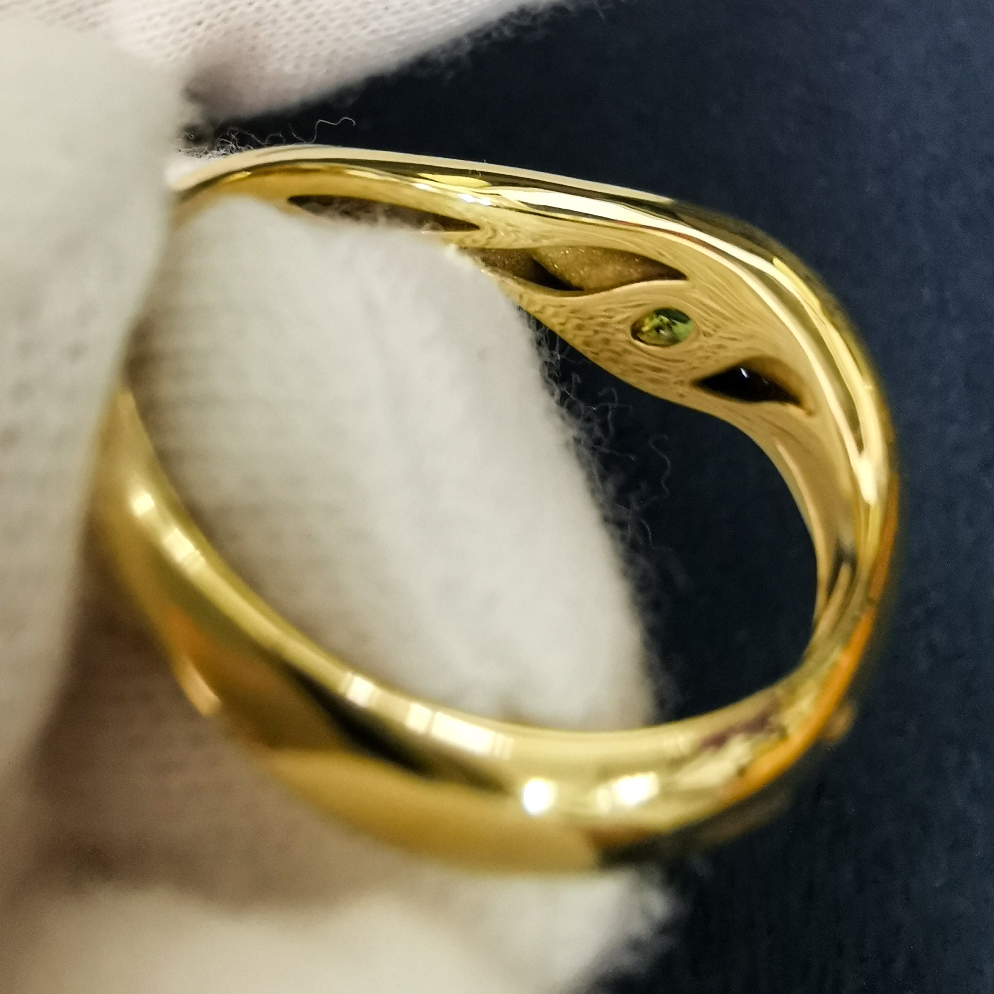 R 0123-8 18K Yellow Gold, Enamel, Tsavorite Garnet, Diamonds Ring