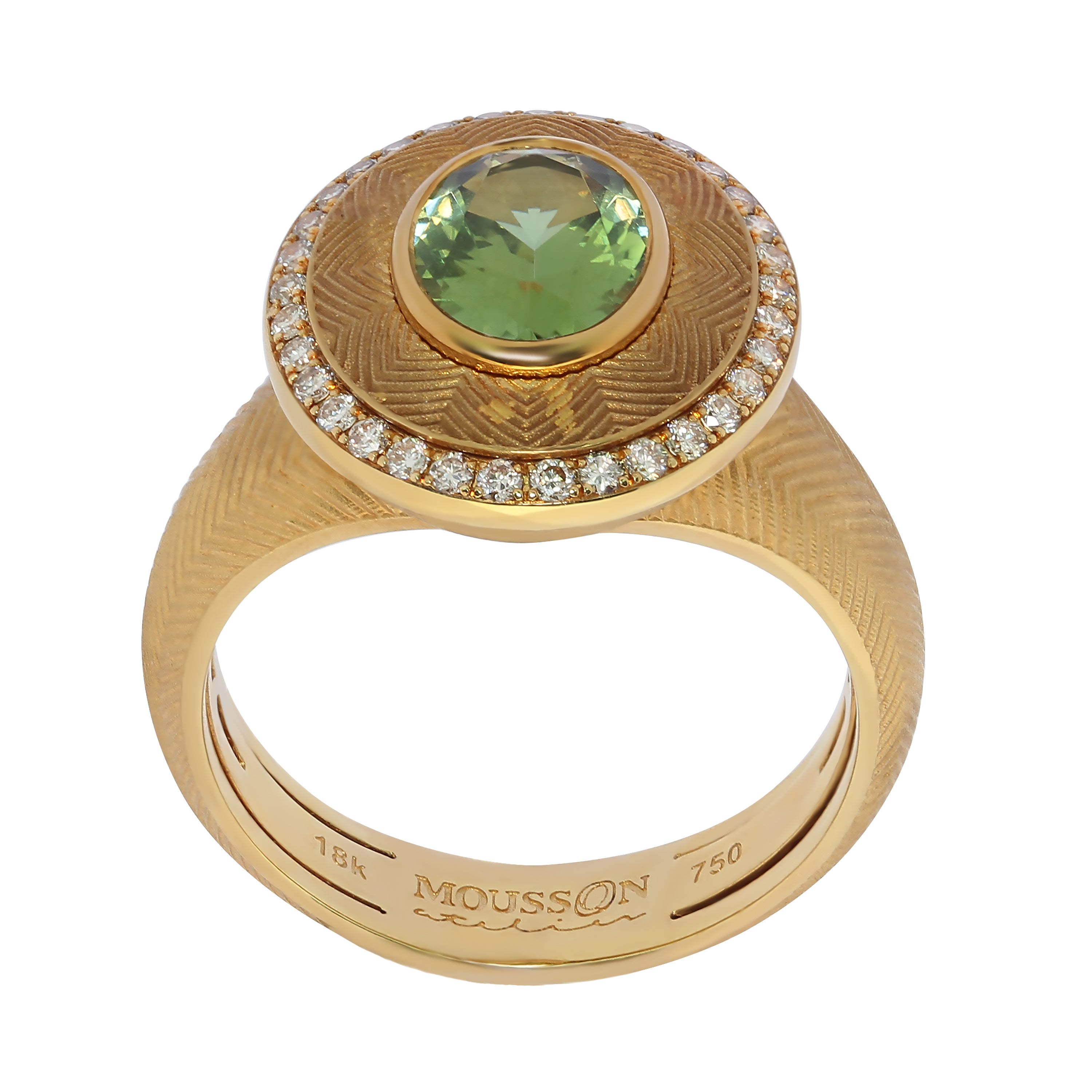 R 0084-0 18K Yellow Gold, Tourmaline, Champagne Diamonds Ring