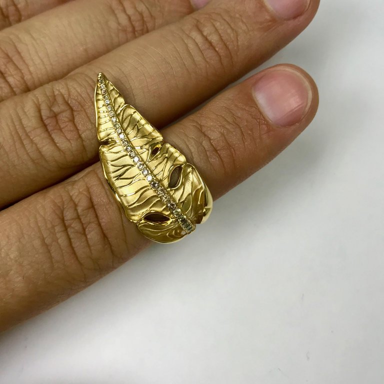 R 0164-0, 18K Yellow Gold, Champagne Diamonds Ring