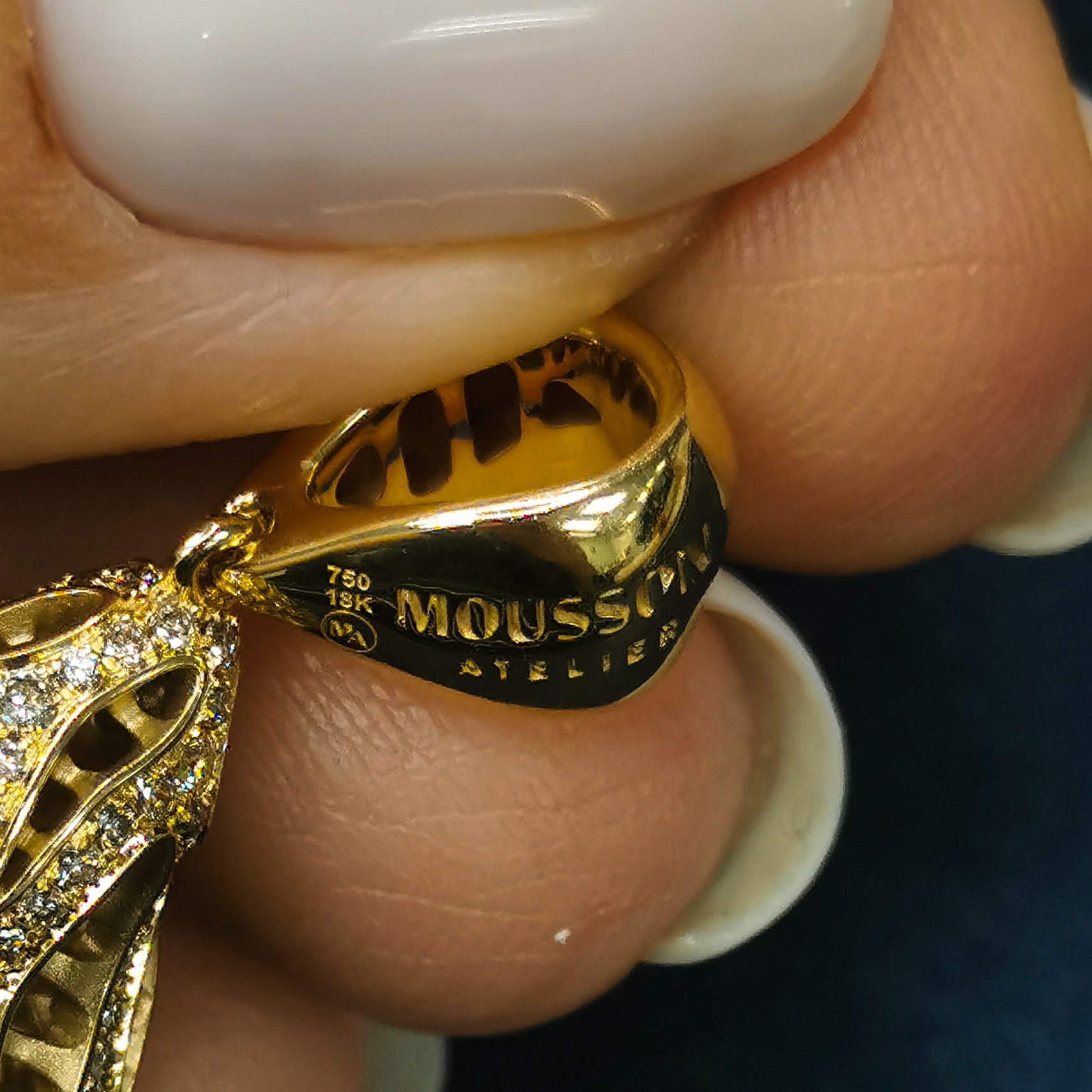 P 0204-3, 18K Yellow and White Gold, Champagne Diamonds Pendant